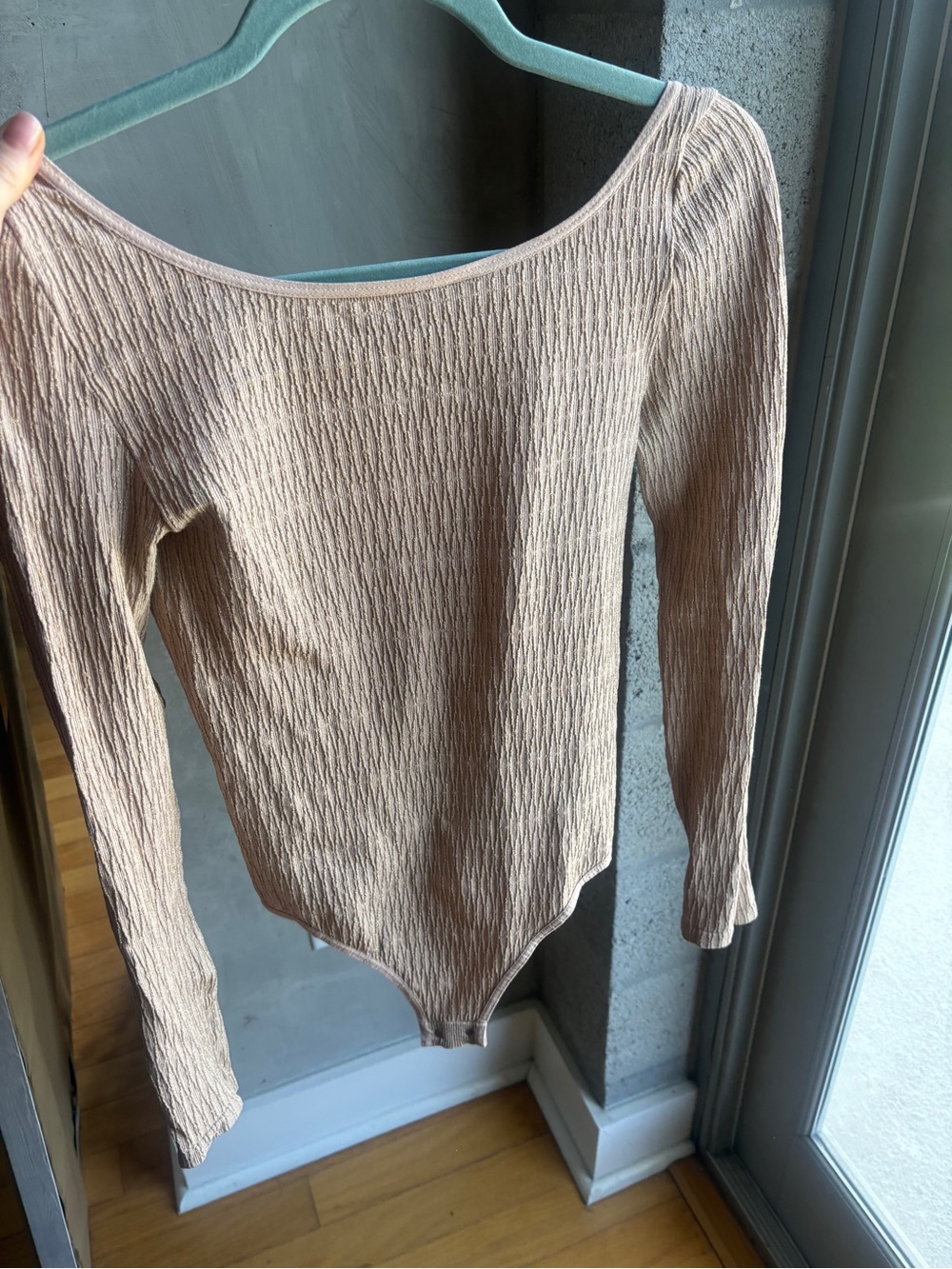 Ribbed Long Sleeve Beige/Peach Bodysuit